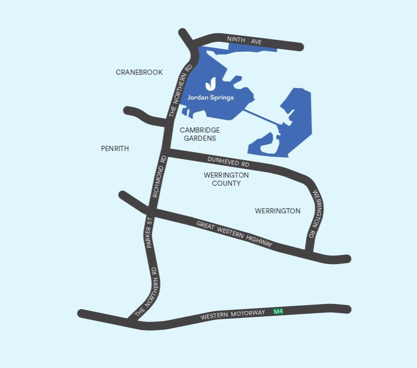 Jordan Springs Estate - Jordan Springs Location Map