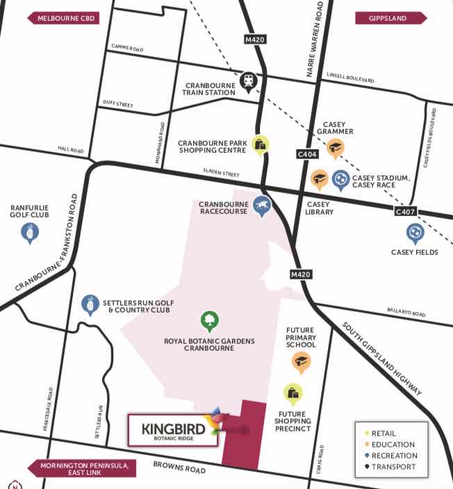 Kingbird Botanic Ridge Location map