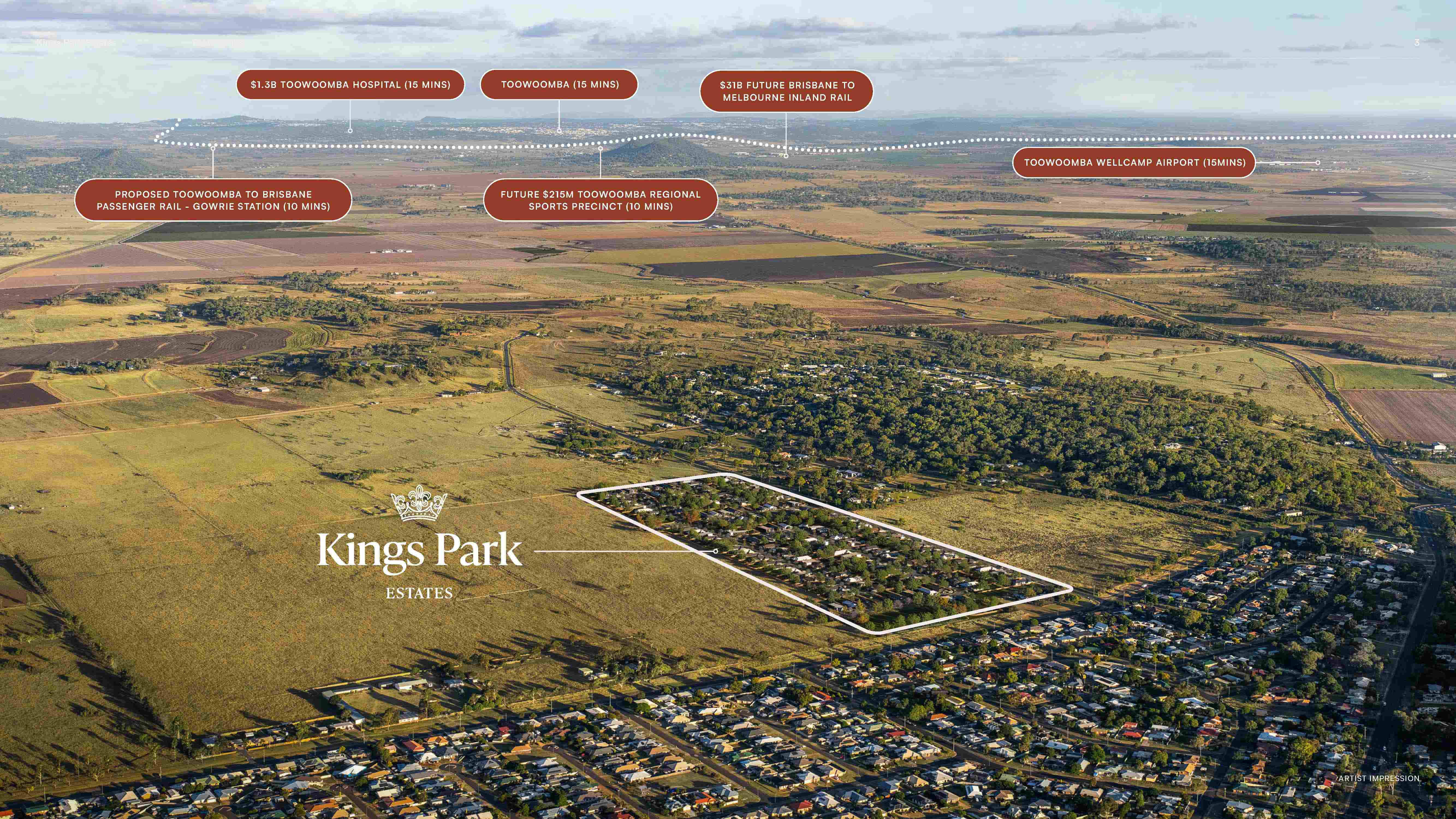 Kings Park Estate - Oakey Aerial
