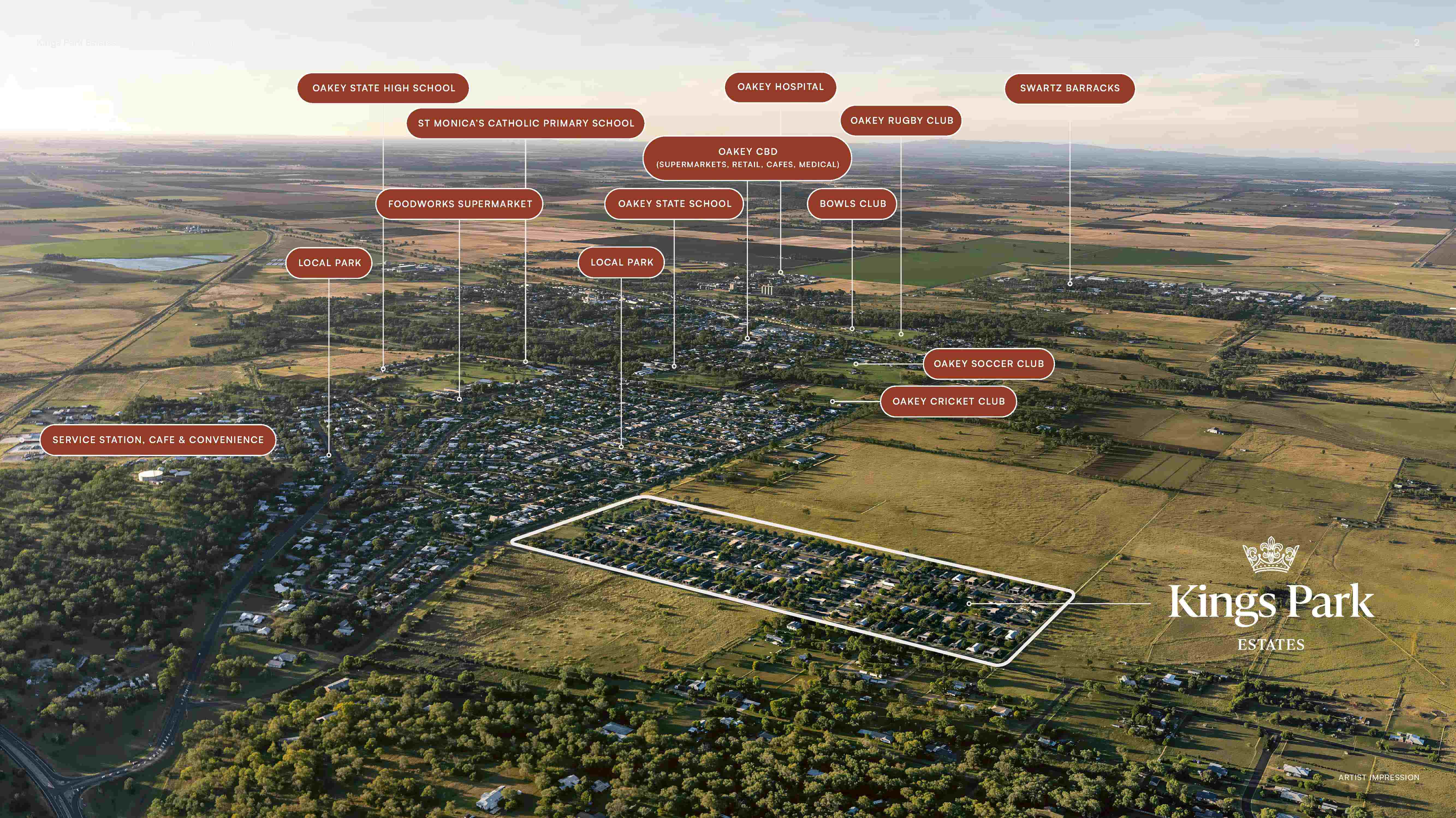 Kings Park Estate - Oakey Aerial