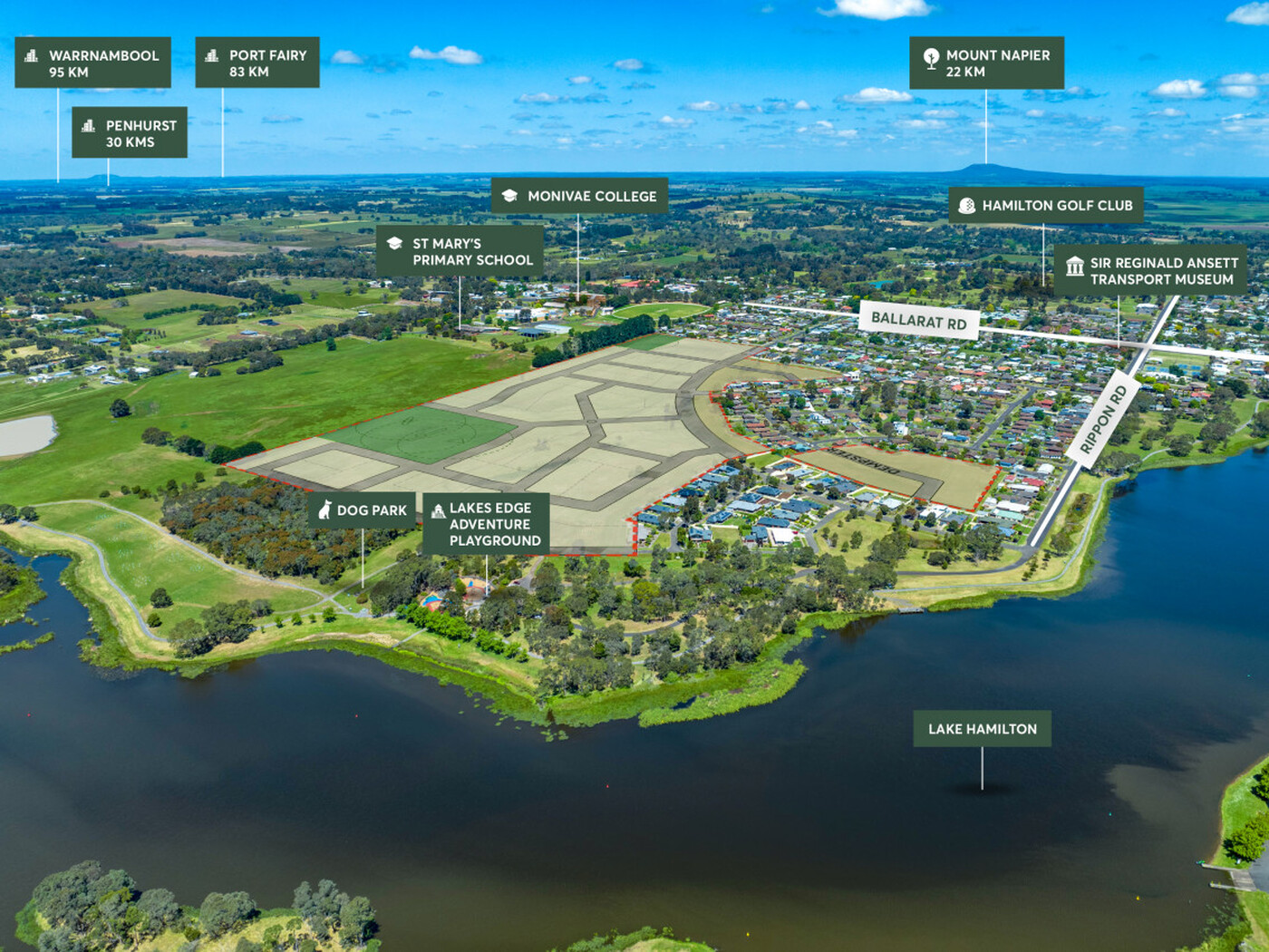 Lakes Edge Estate - Hamilton Aerial