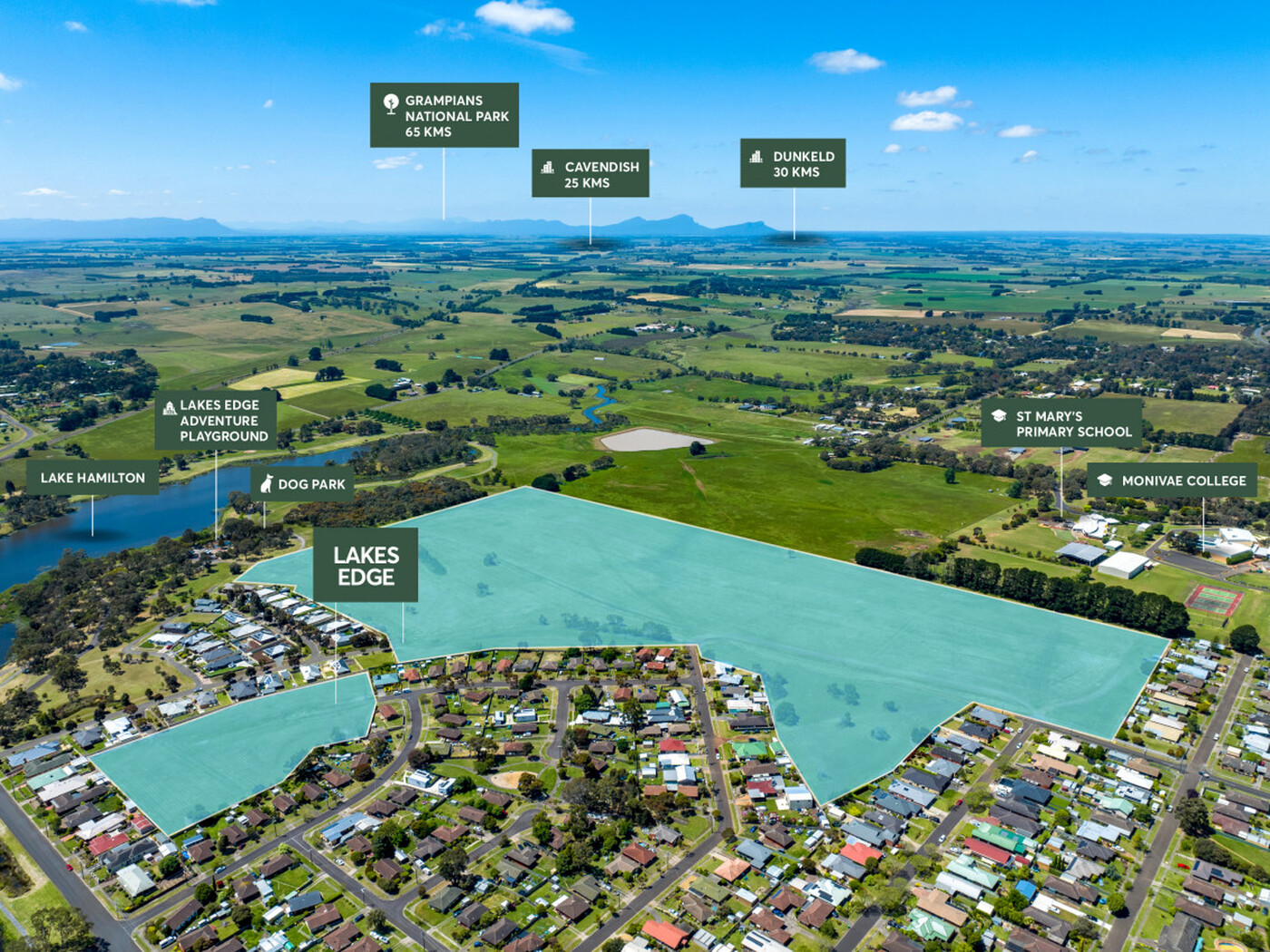 Lakes Edge Estate - Hamilton Aerial