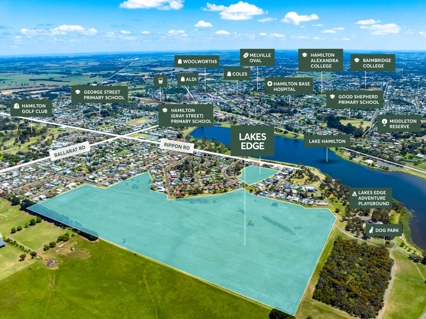 Lakes Edge Estate - Hamilton Aerial