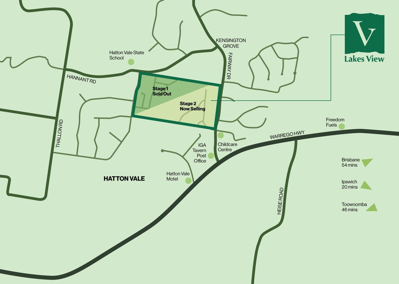 Lakes View Estate - Hatton Vale Location Map