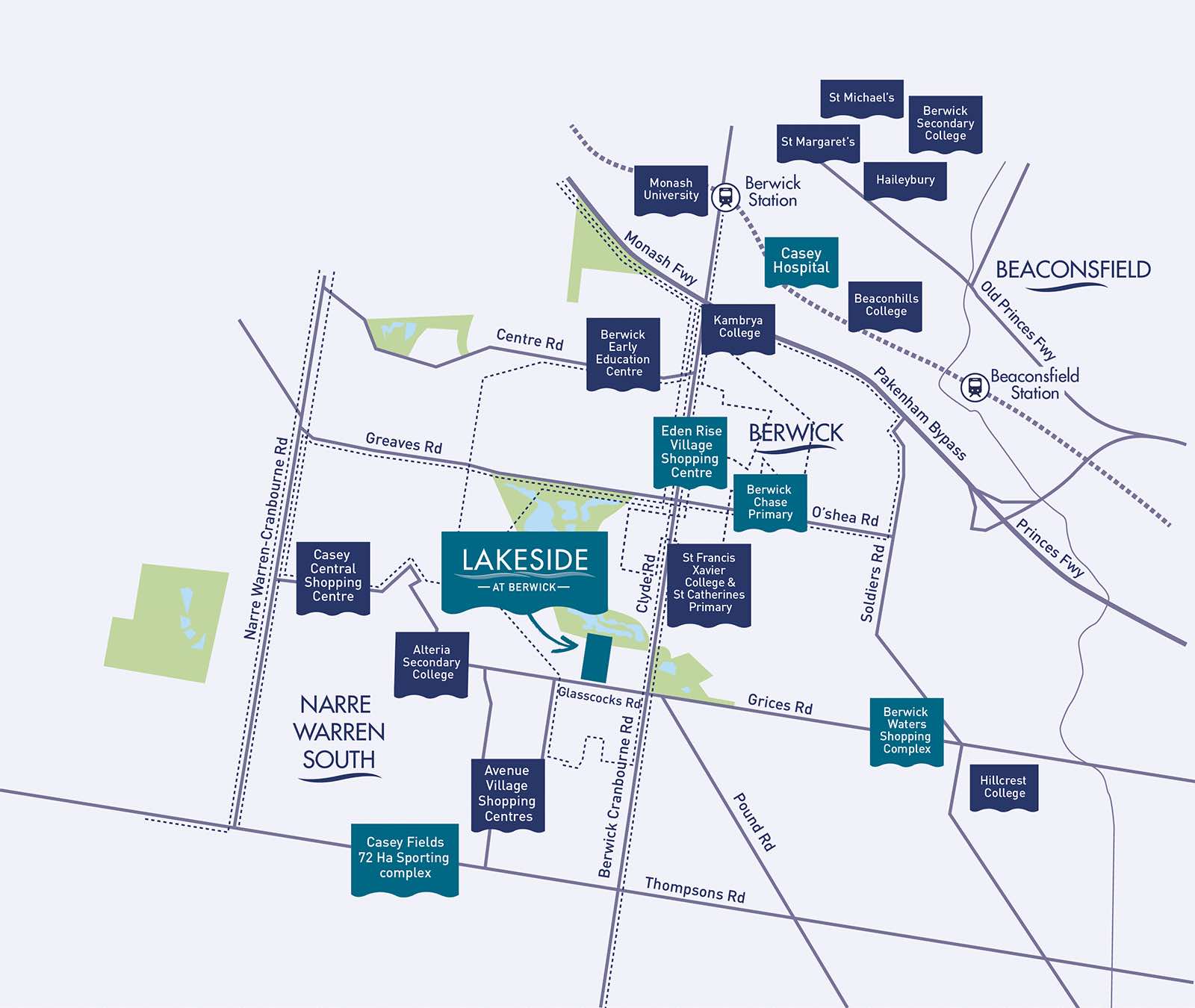 Lakeside at Berwick Estate - Narre Warren South Location map