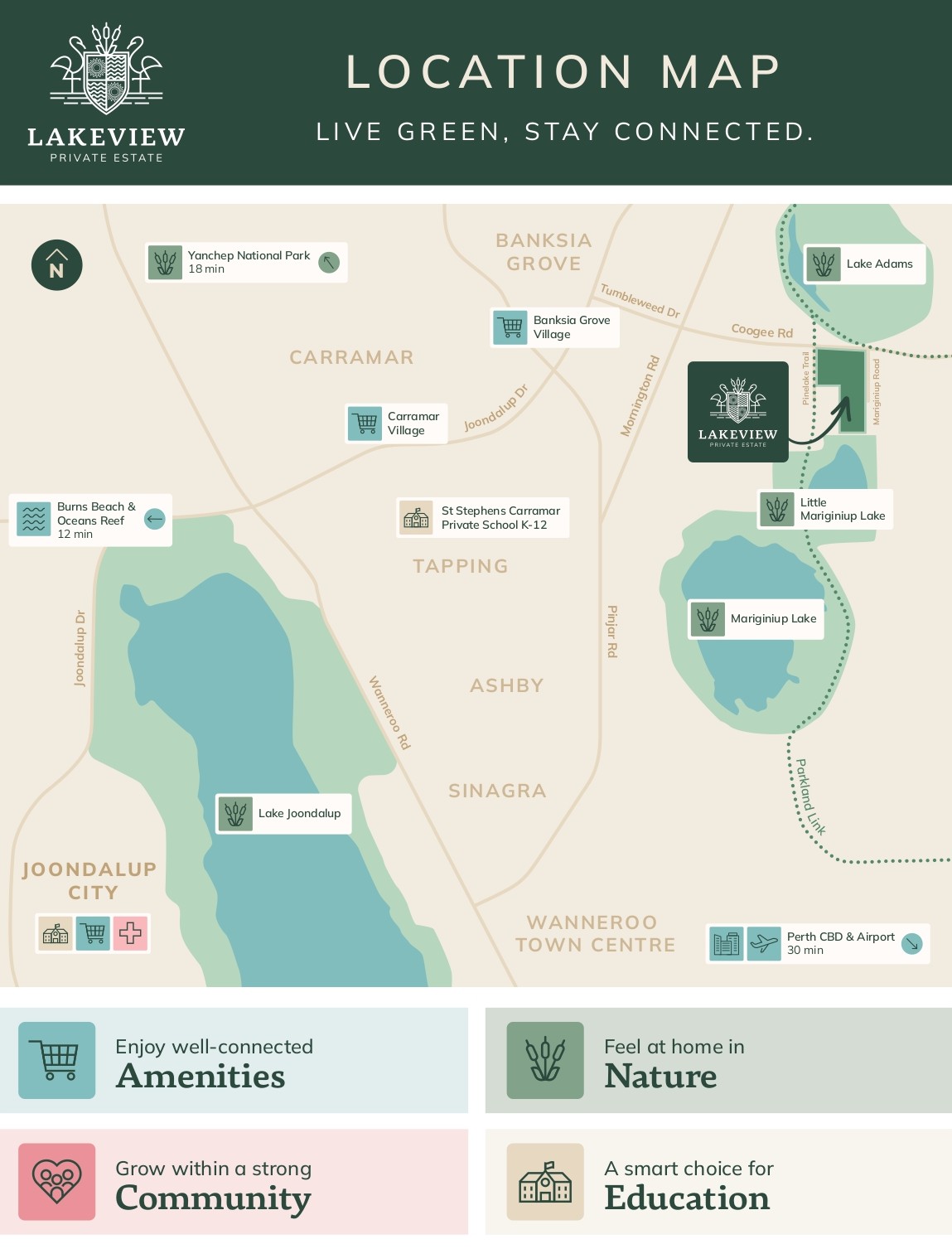 Lakeview Private Estate - Mariginiup Location Map