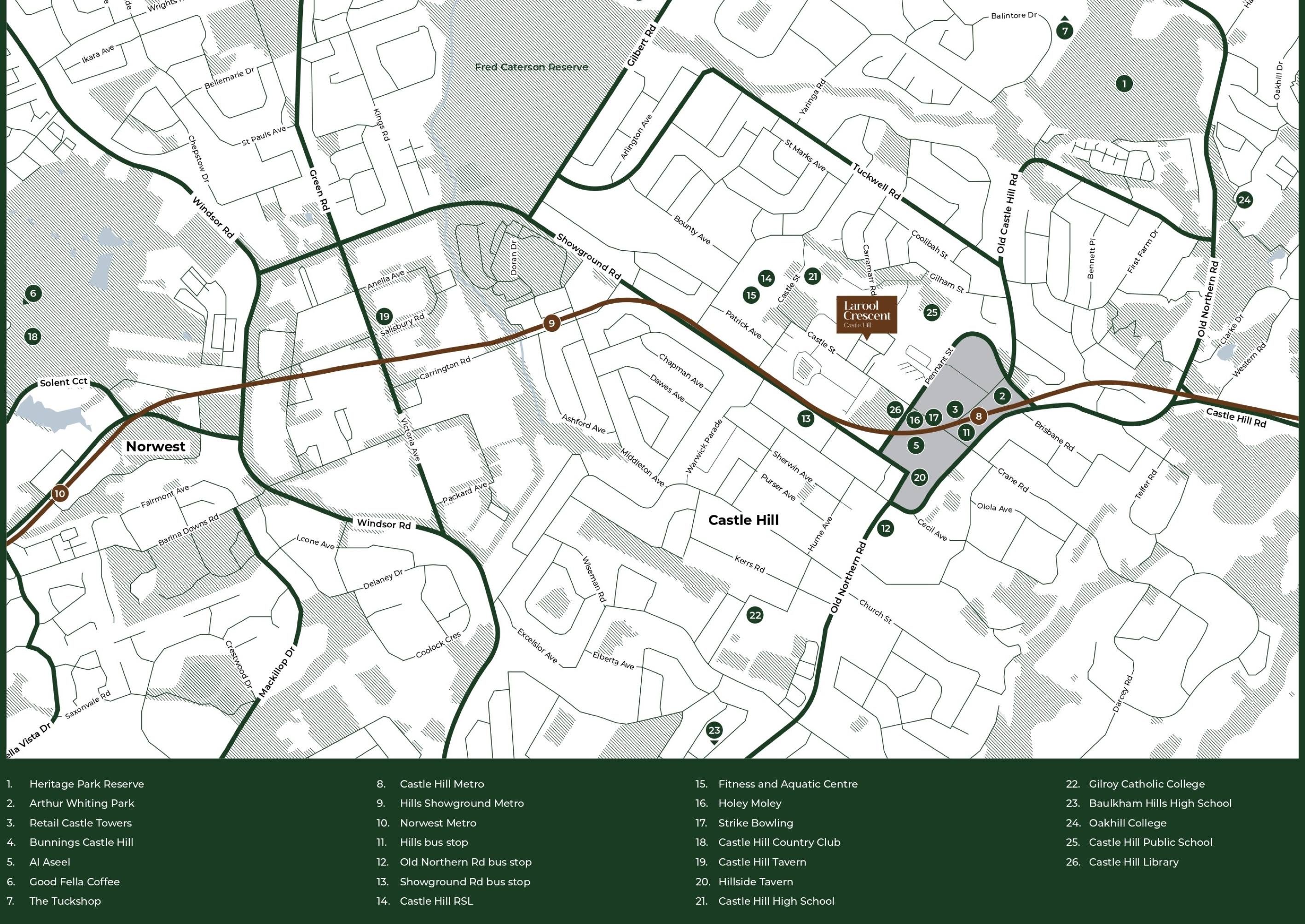 Larool Crescent Estate - Castle Hill Location Map