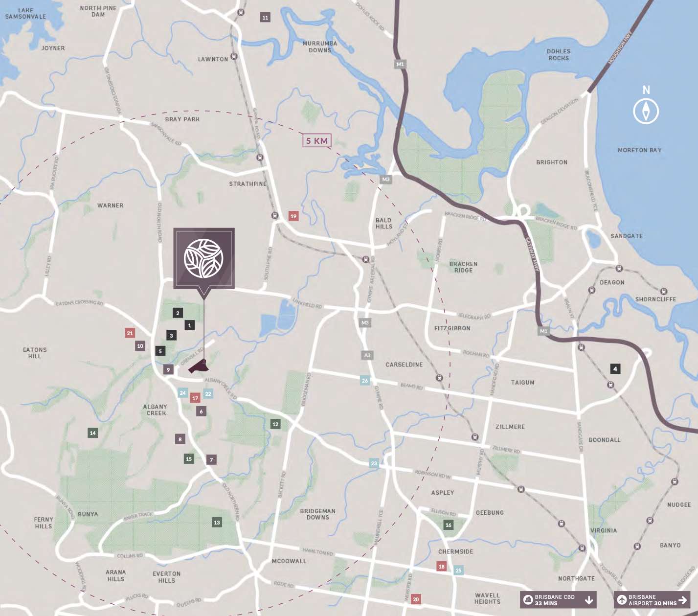 Lexington Townhomes - Albany Creek Location map