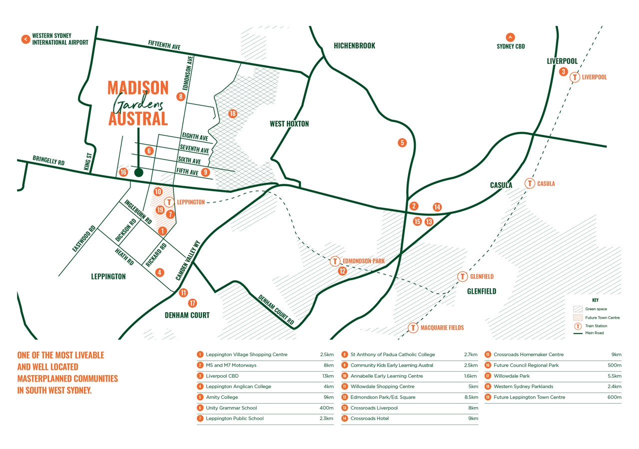 Madison Gardens Estate - Austral Location Map