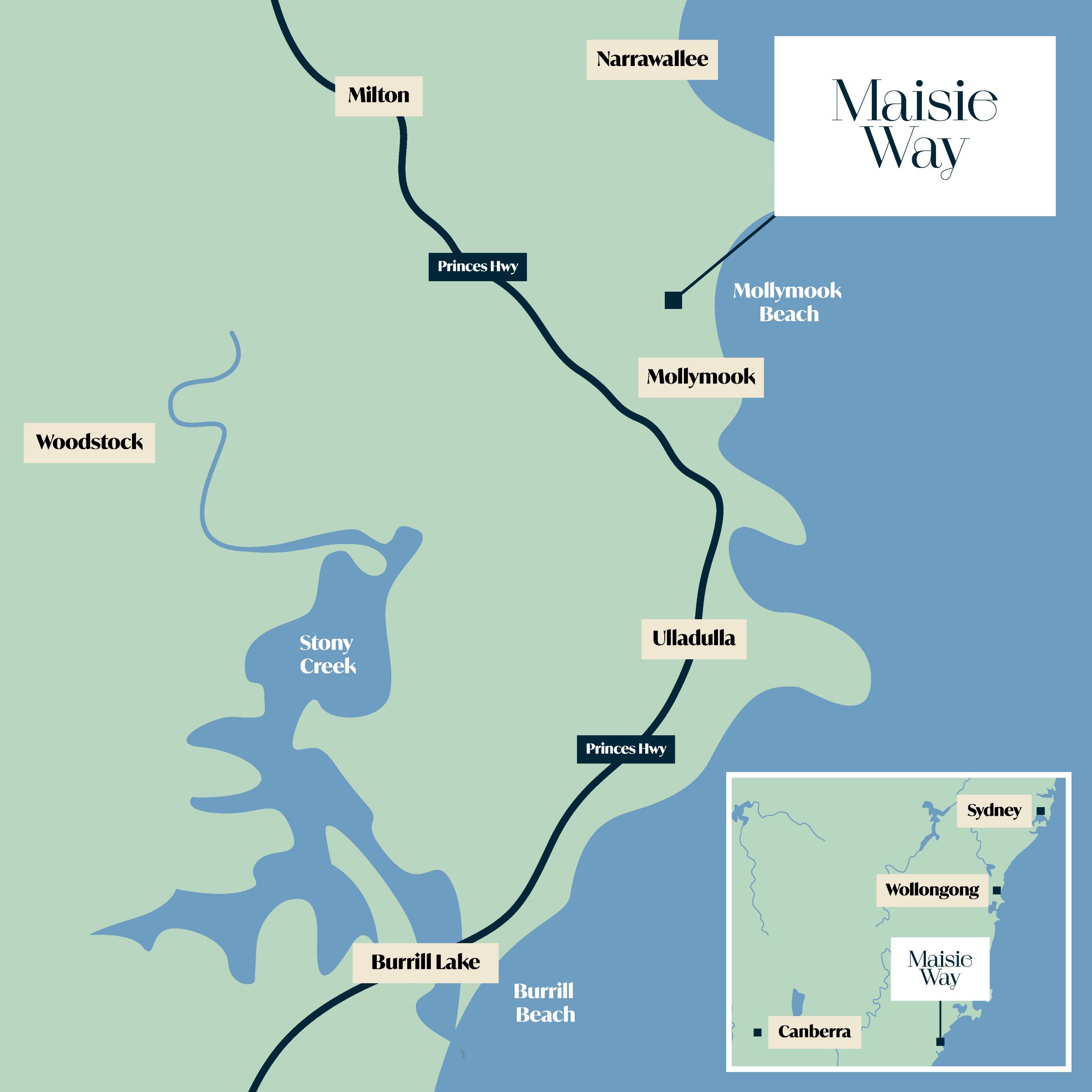 Maisie Way Estate - Mollymook Location Map
