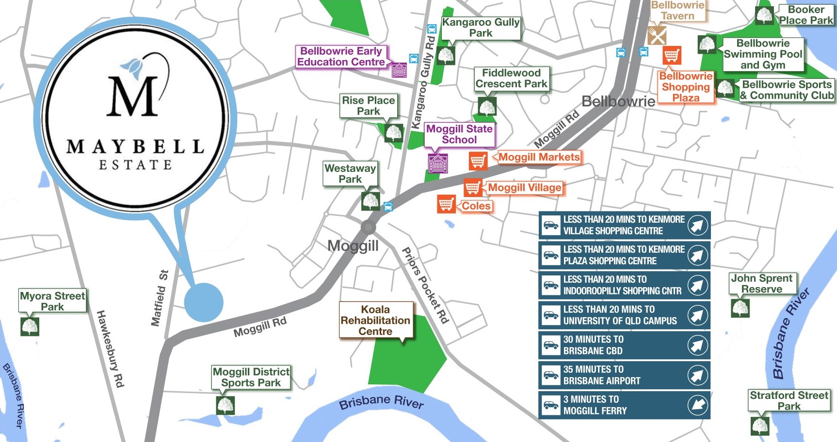 Maybell Estate - Moggill Location Map