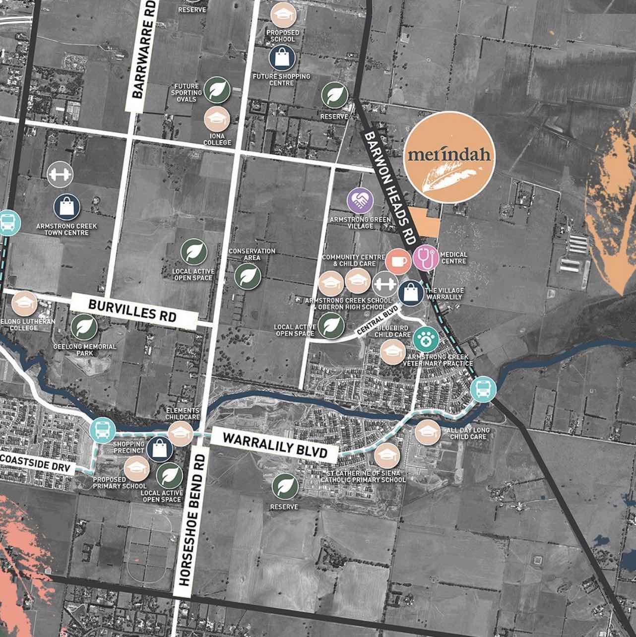 Merindah Estate - Armstrong Creek Location map