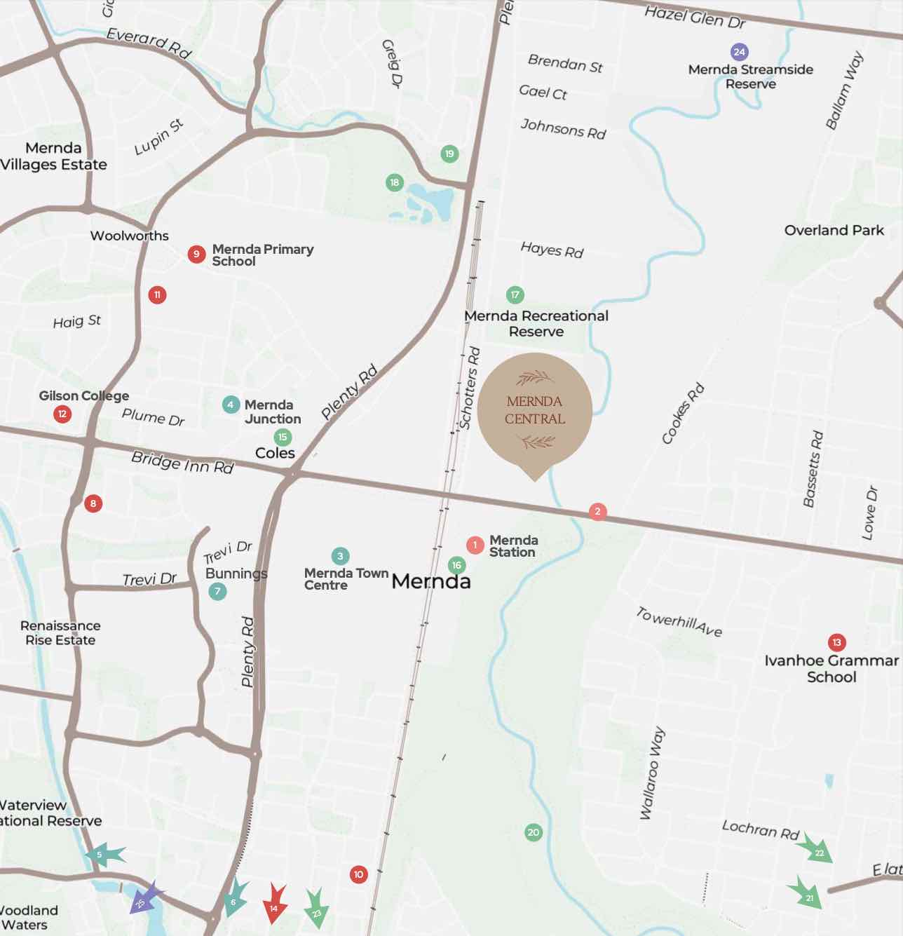 Mernda Central Estate - Mernda Location map