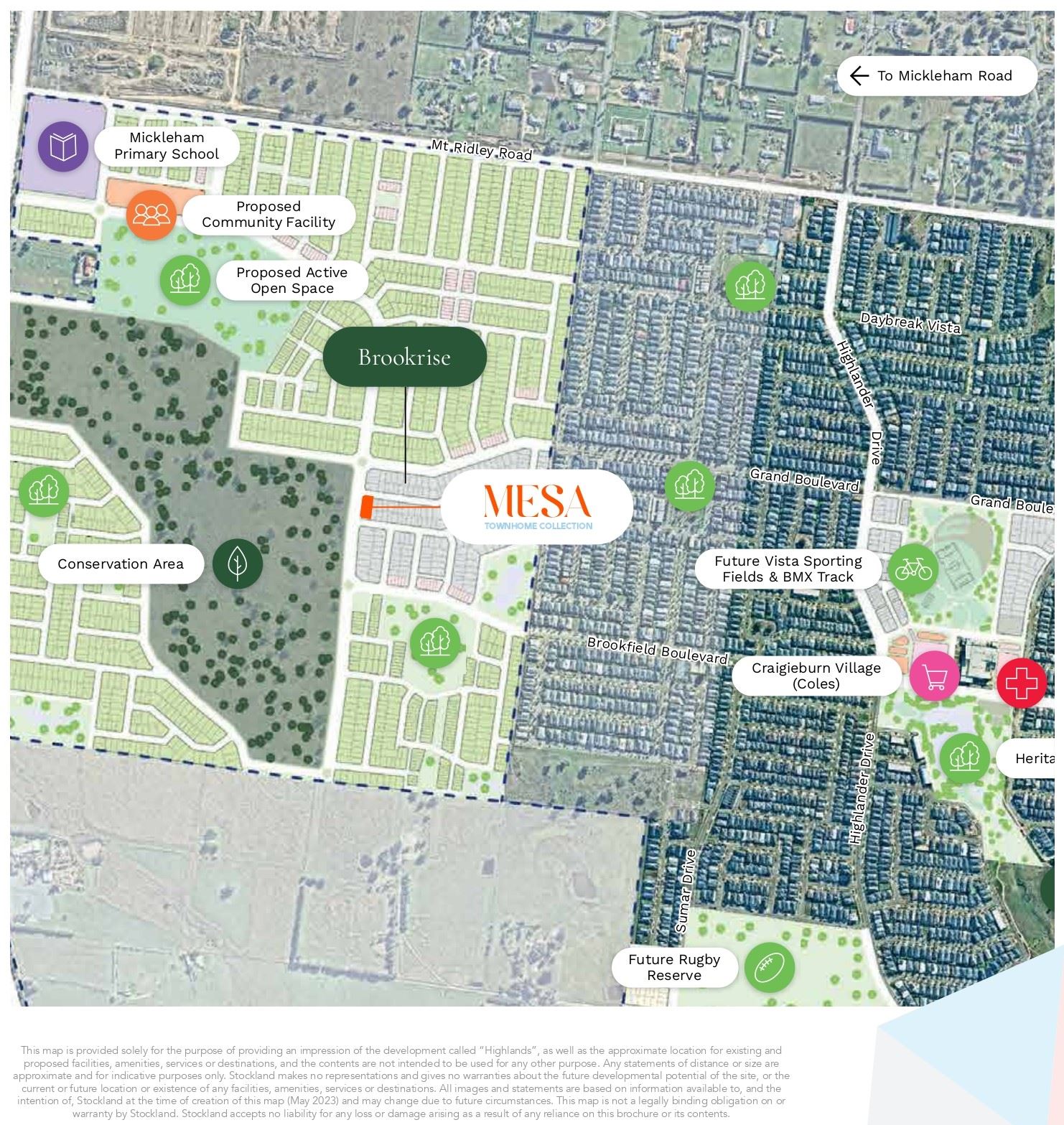 Mesa Townhome Collection at Stockland Highlands - Mickleham Location Map