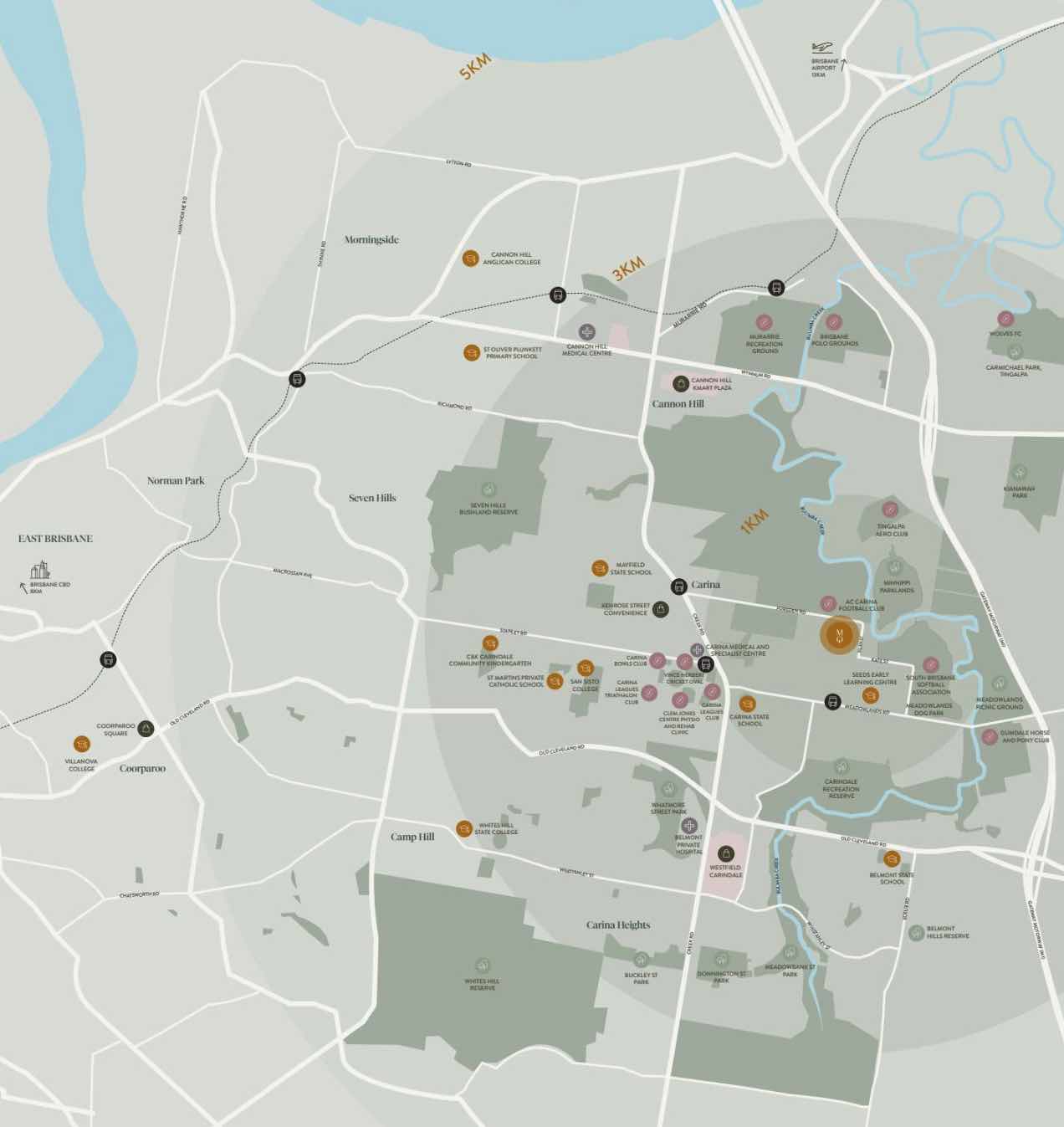 Minnippi Quarter Estate - Carina Location map