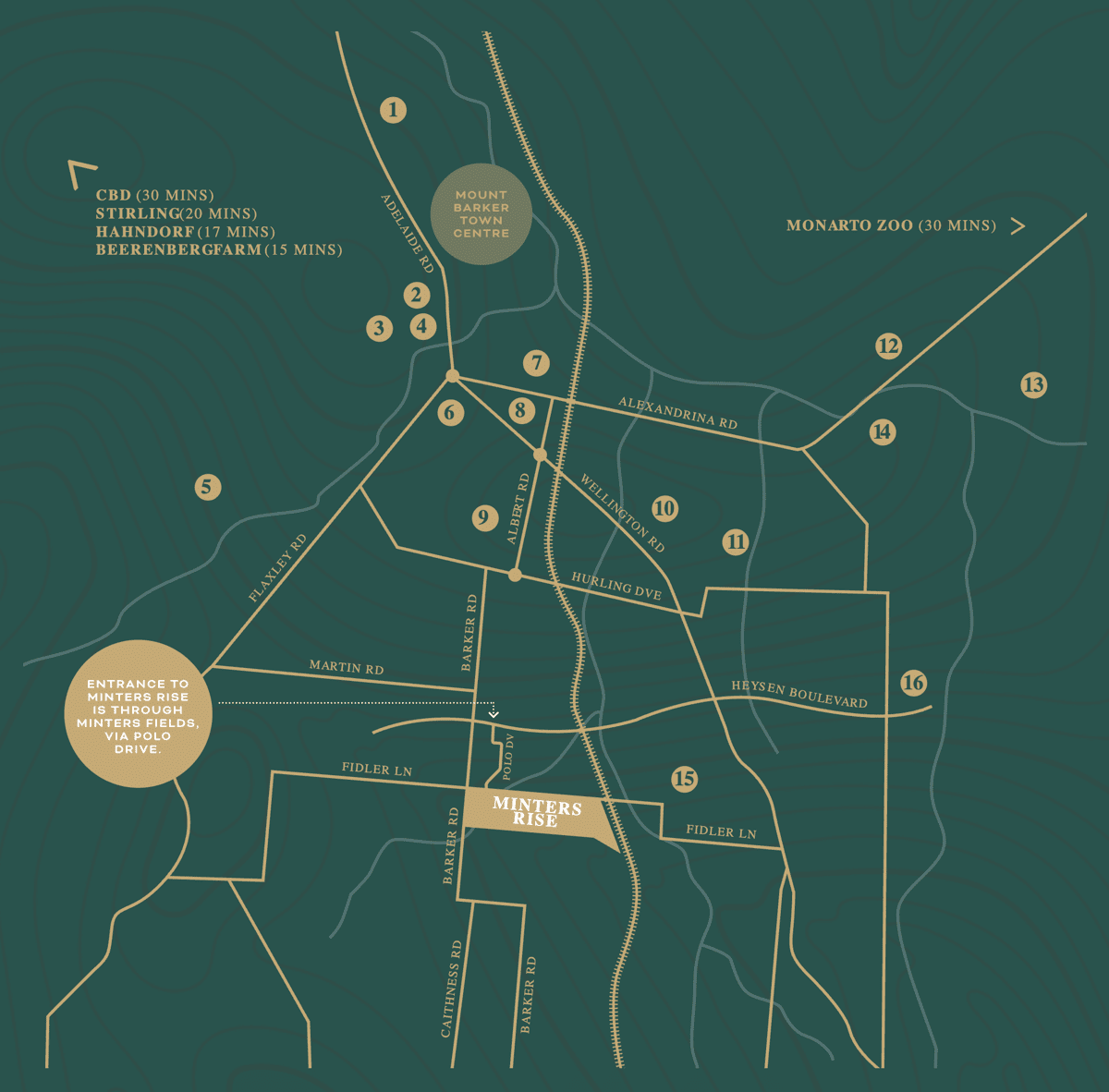Minters Rise Estate - Mount Barker Location Map