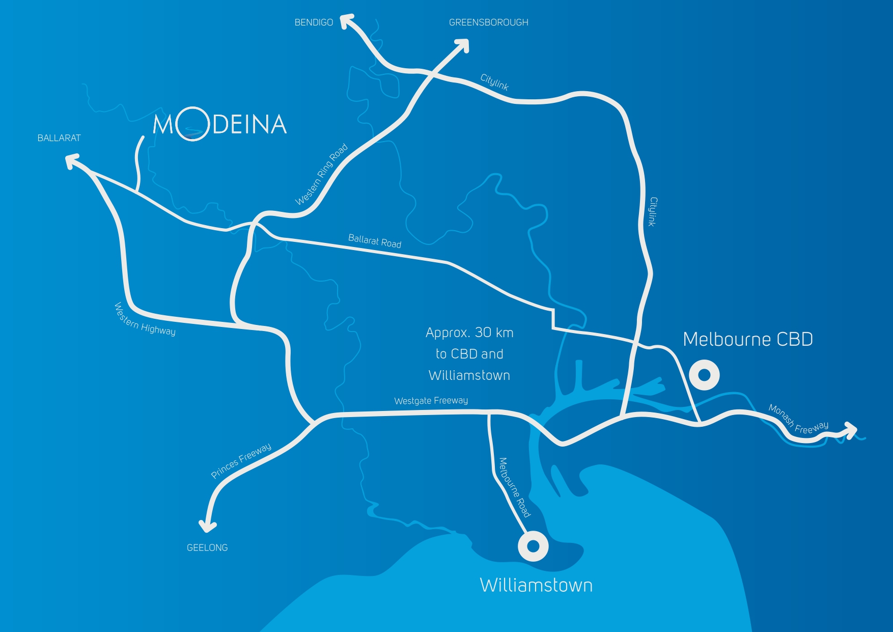 Modeina Estate - Burnside Location Map