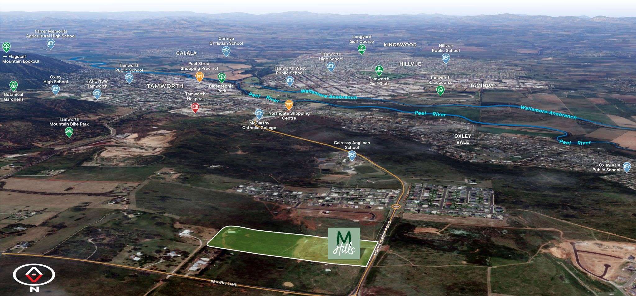 Montego Hills Estate - North Tamworth Aerial