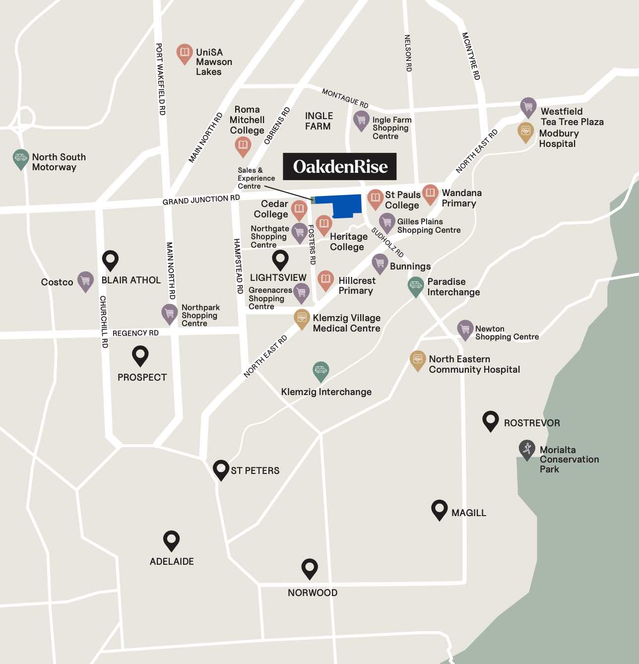 Oakden Rise Estate - Oakden Location map