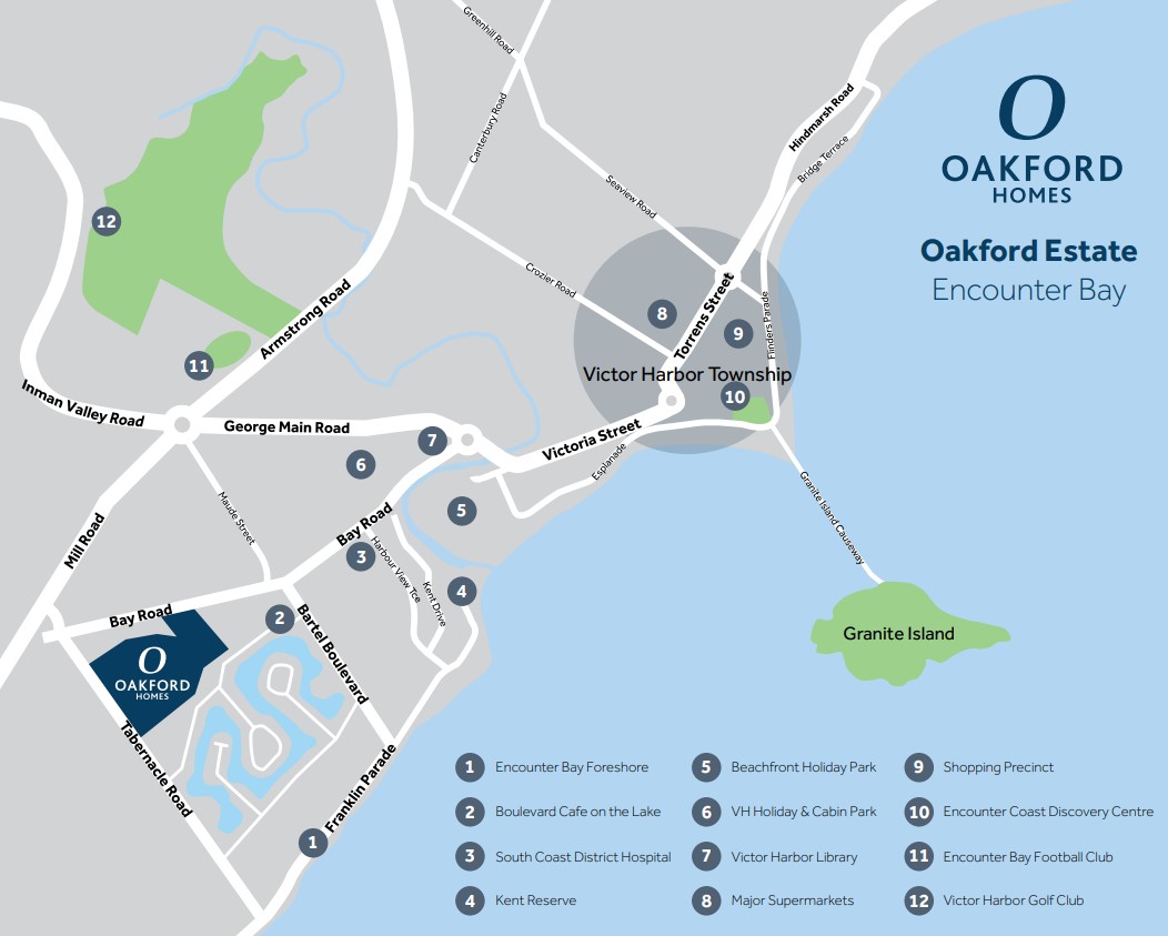 Oakford Estate - Encounter Bay Location Map