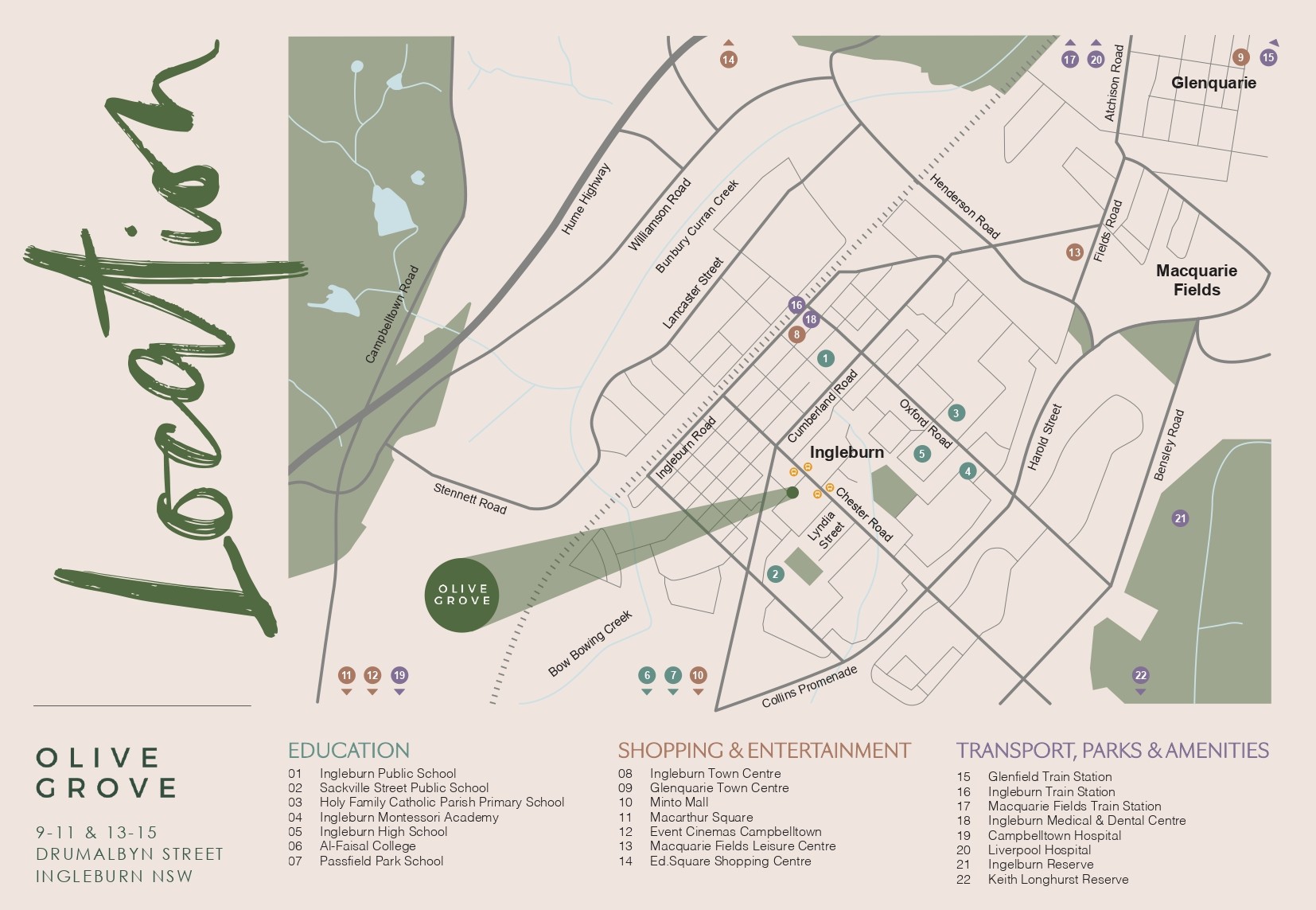 Olive Grove Estate - Ingleburn Location Map