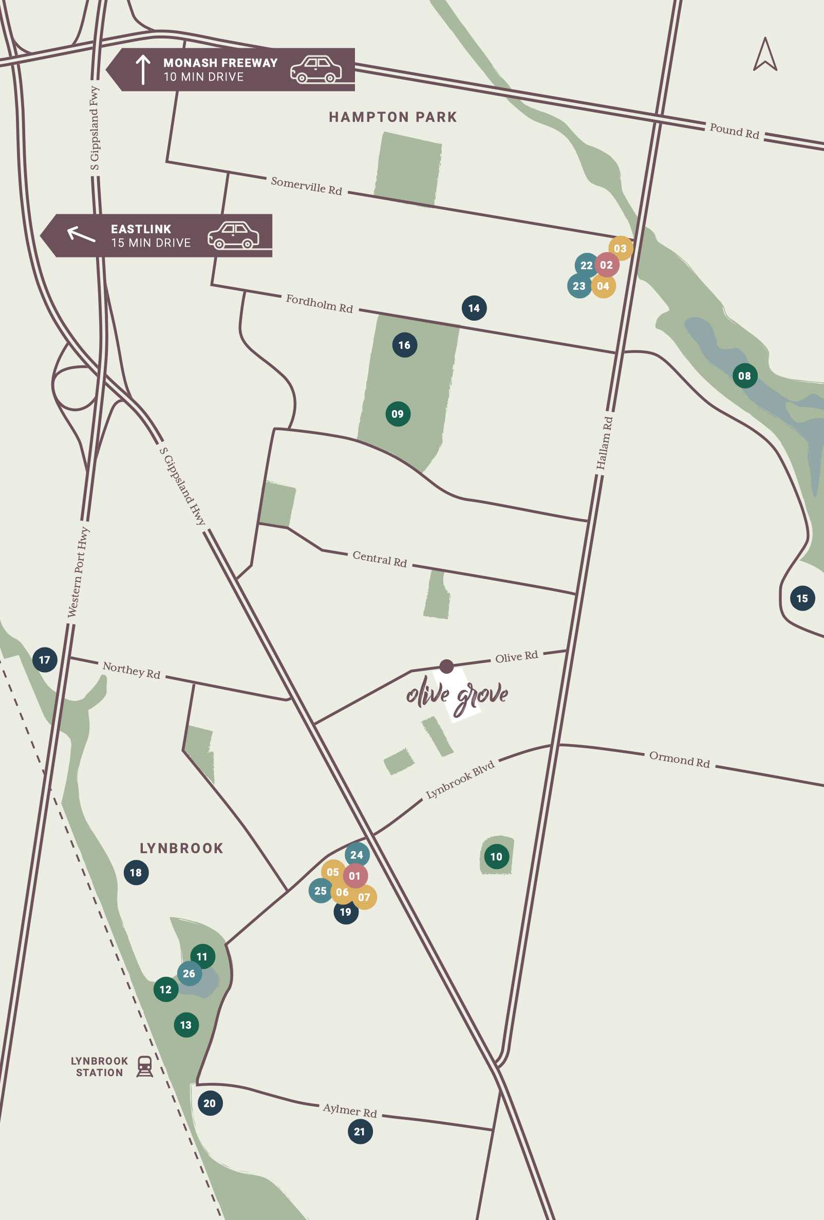 Olive Grove Estate - Lynbrook Location map