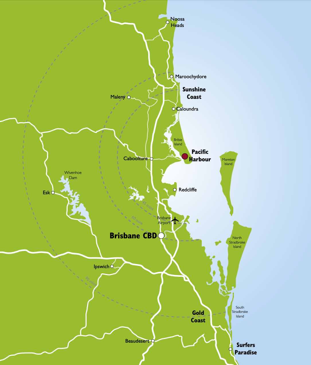 Pacific Harbour Bribie Island Estate - Banksia Beach Location m Location Map