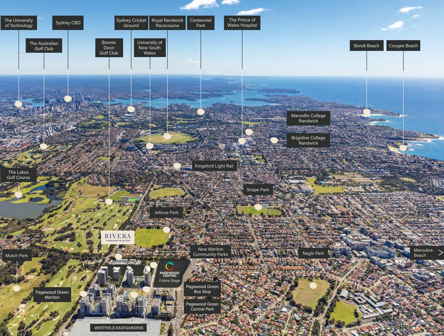 Pagewood Centro Rivera Townhouses - Eastgardens Aerial
