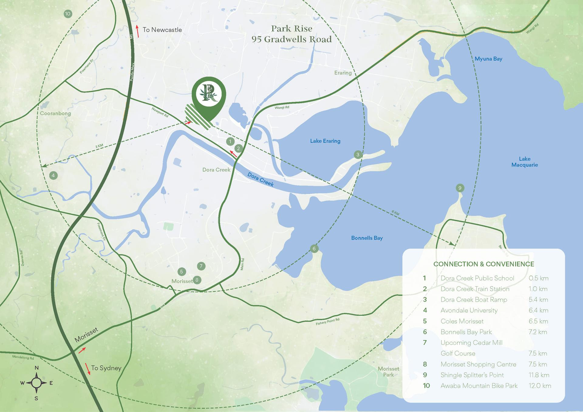 Park Rise Estate - Dora Creek Location Map