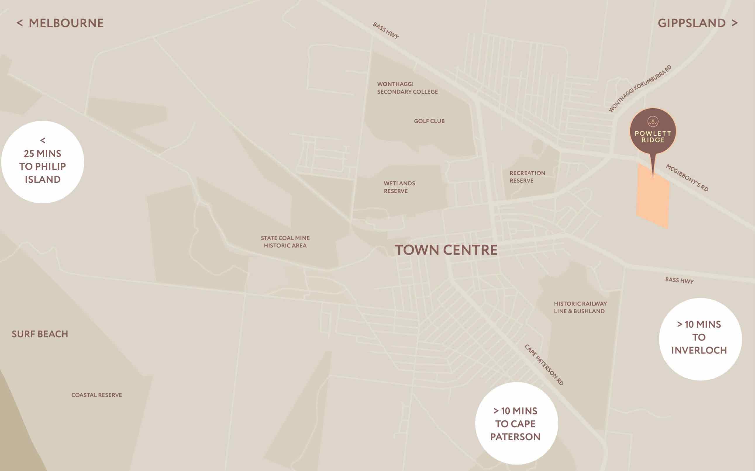 Powlett Ridge Estate - Wonthaggi Location map