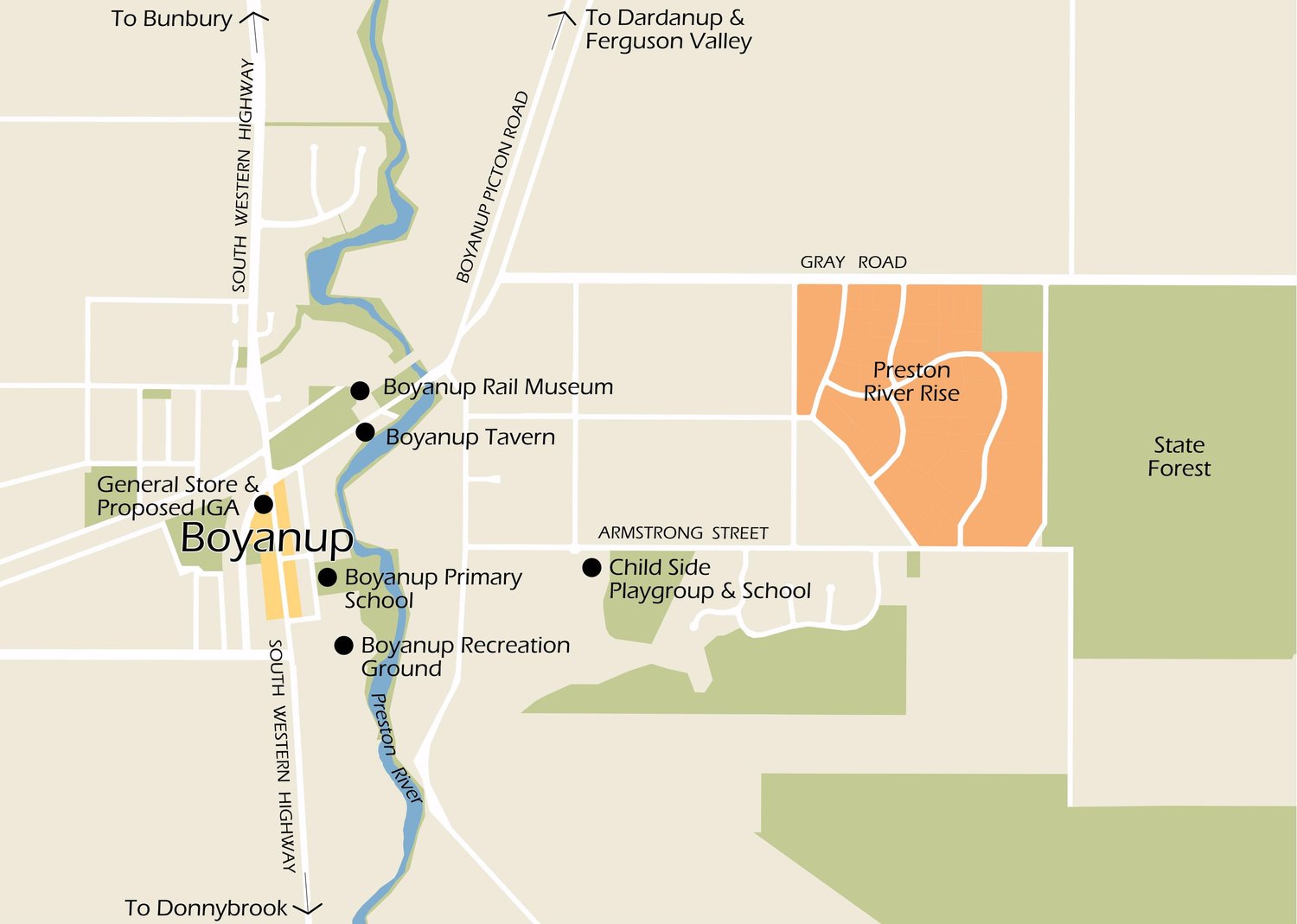Preston River Rise Estate - Boyanu Location Map