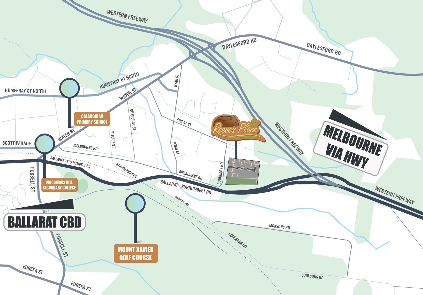 Reeves Place Estate - Brown Hill Location Map