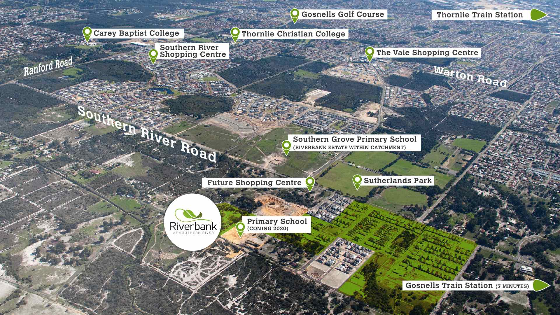 Riverbank Private Estate - Southern River Aerial