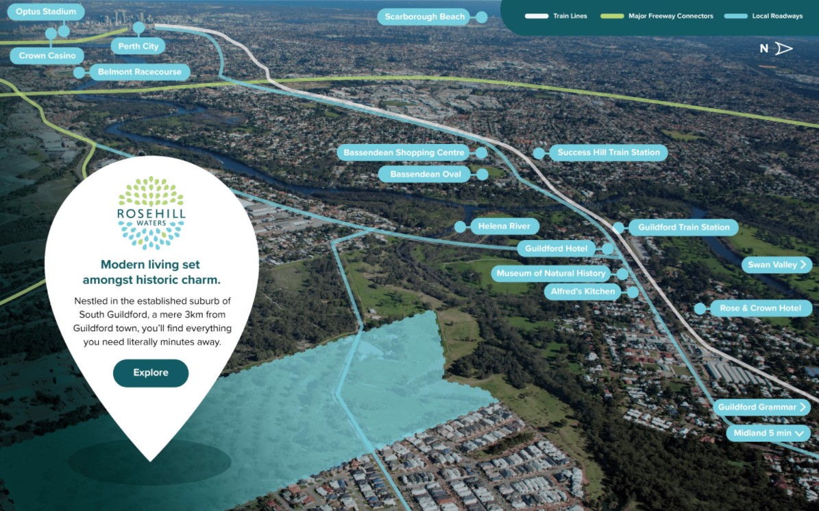 Rosehill Waters Estate - South Guildford Aerial