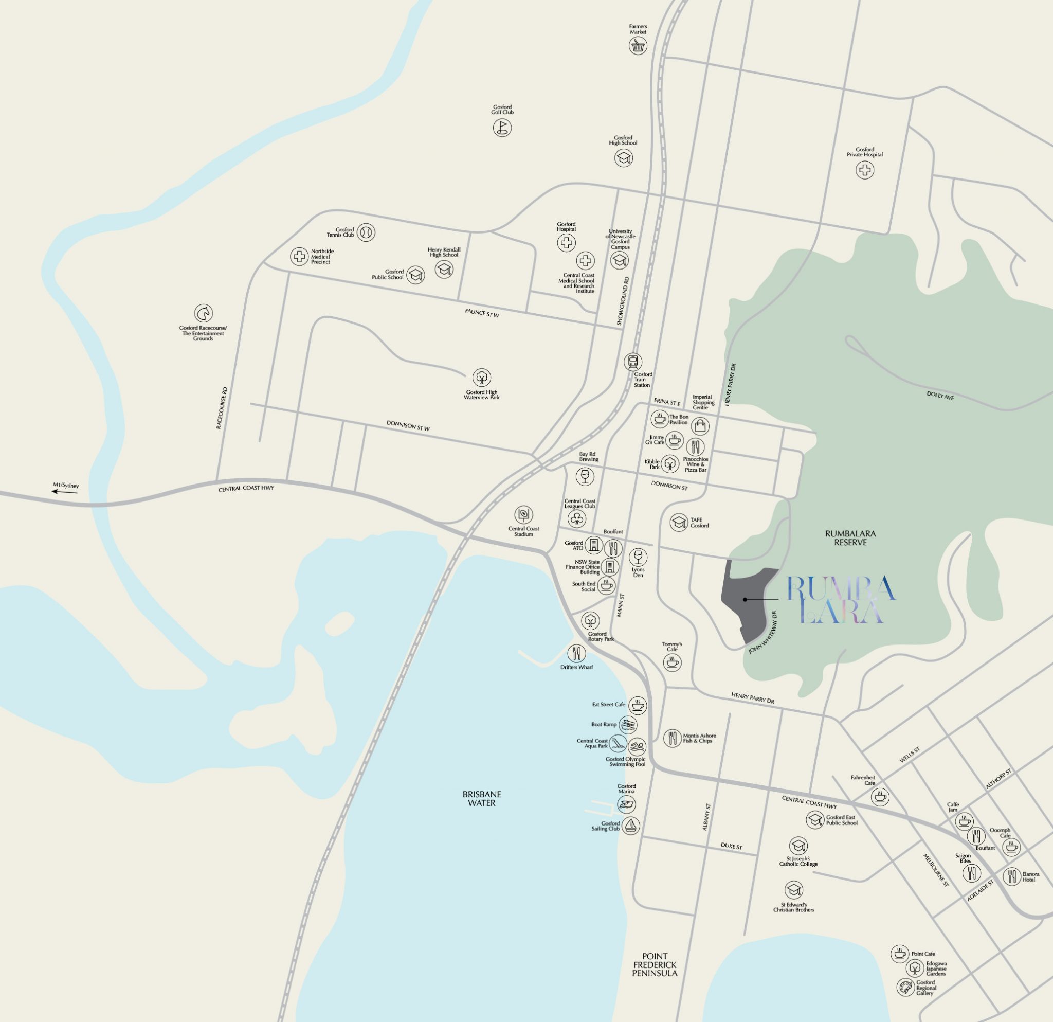 Rumbalara Residences - Gosford Location Map