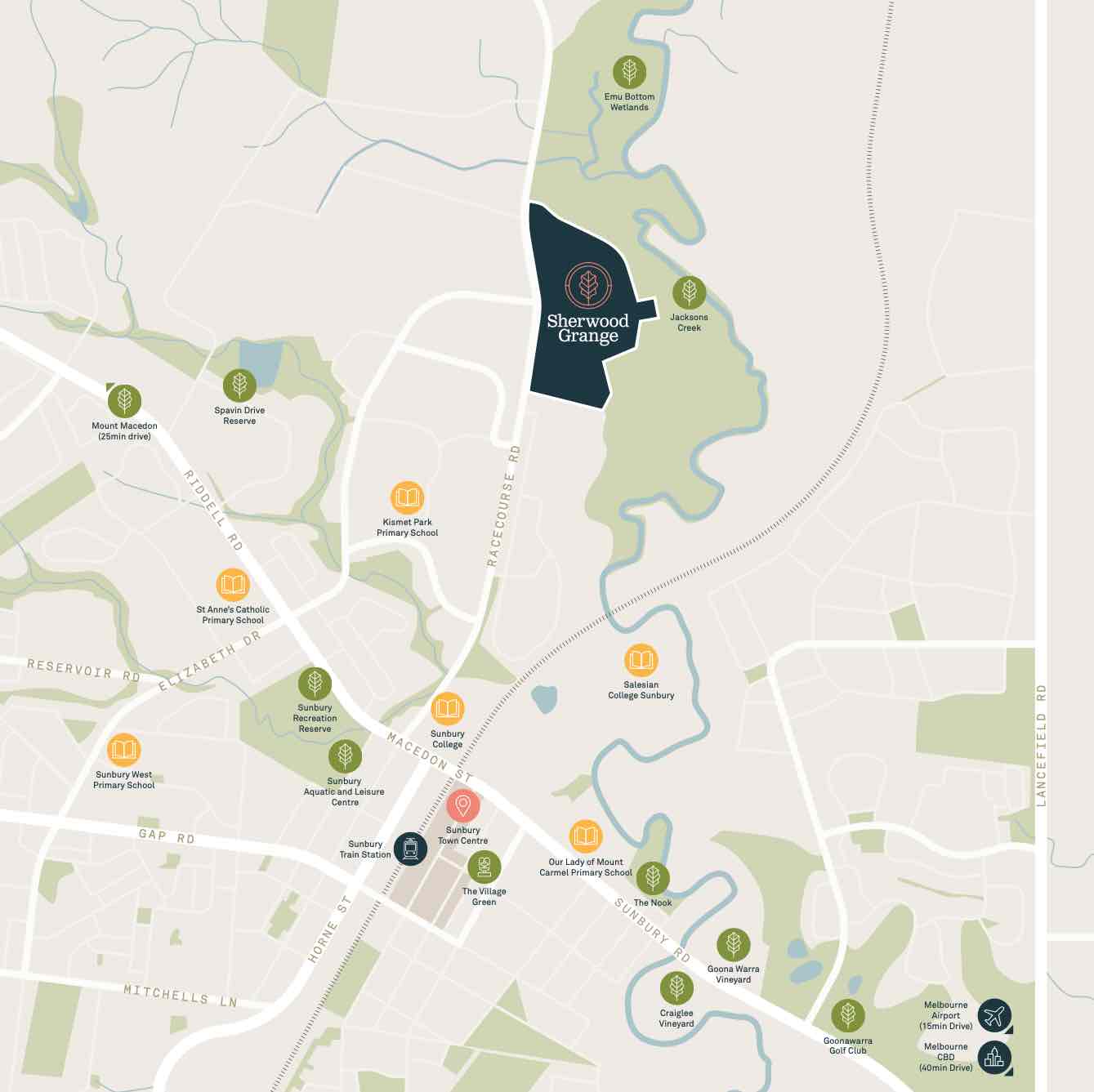 Sherwood Grange Estate - Sunbury Location m Location Map