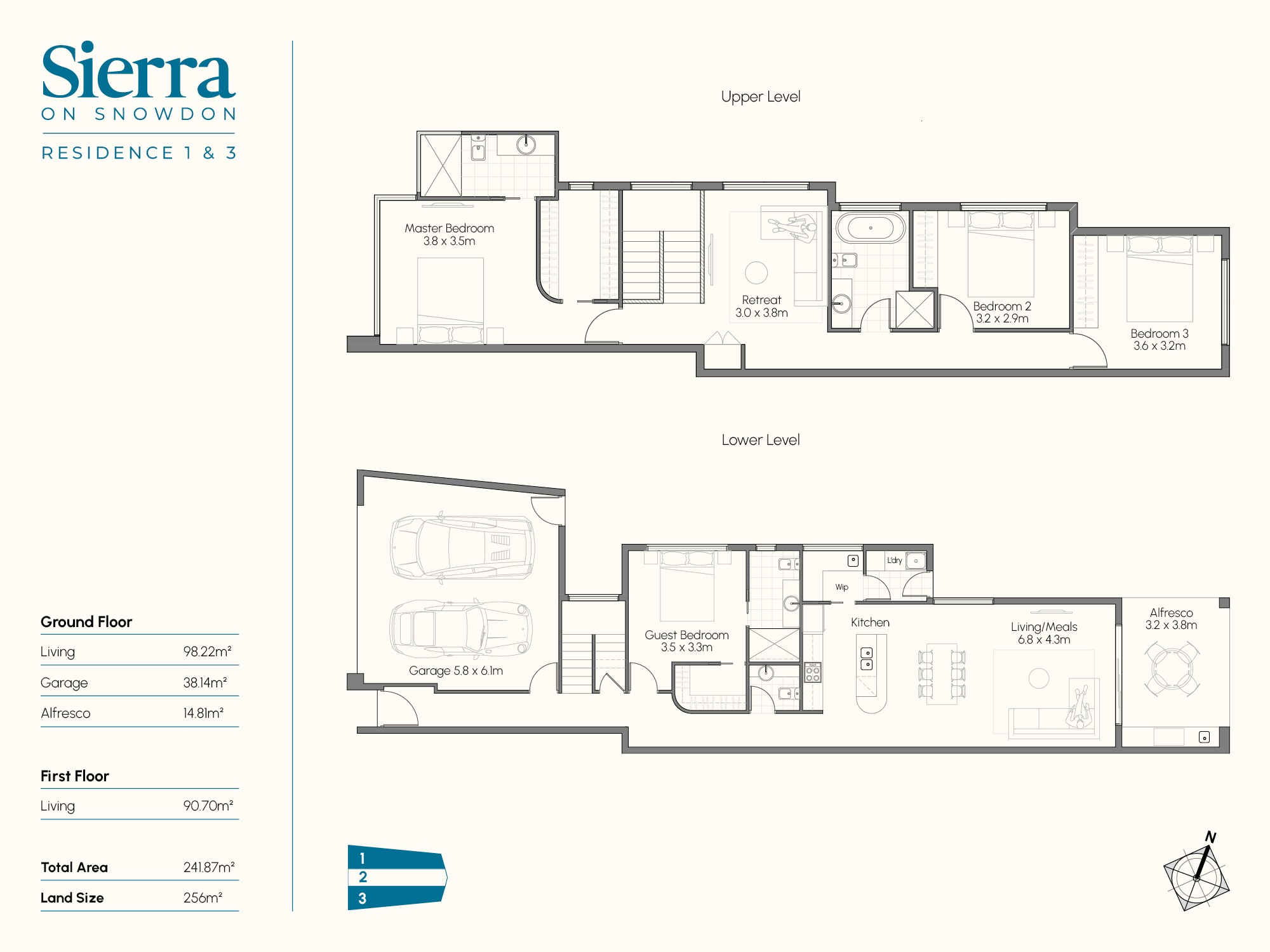 Sierra at Snowdon Townhomes - West Beach Floorplan 1 and 3 Floorplan