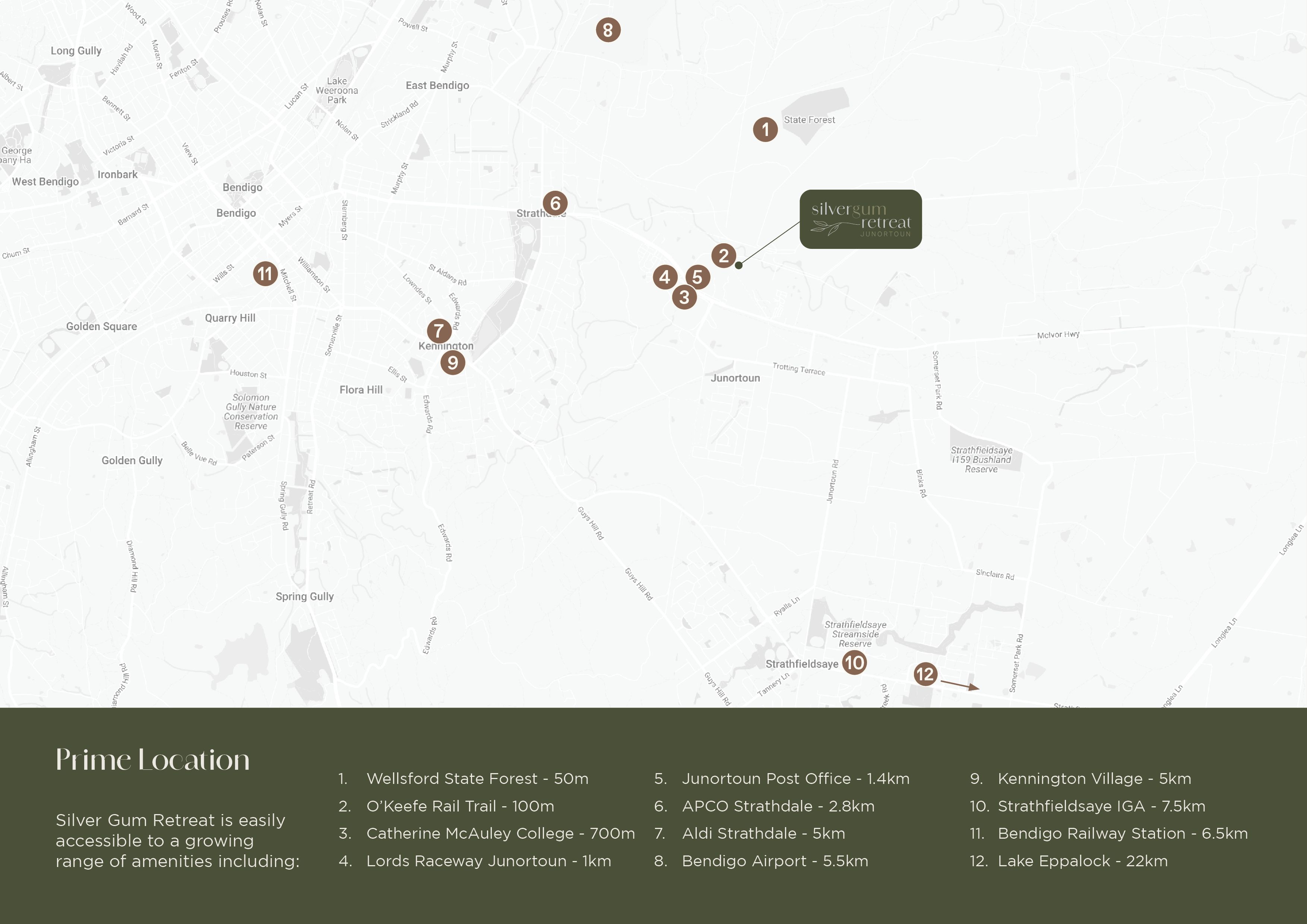 Silver Gum Retreat Estate - Junortoun Location Map