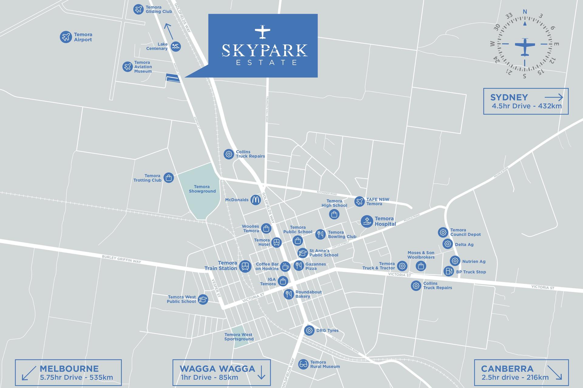 SkyPark Estate - Temora Location Map