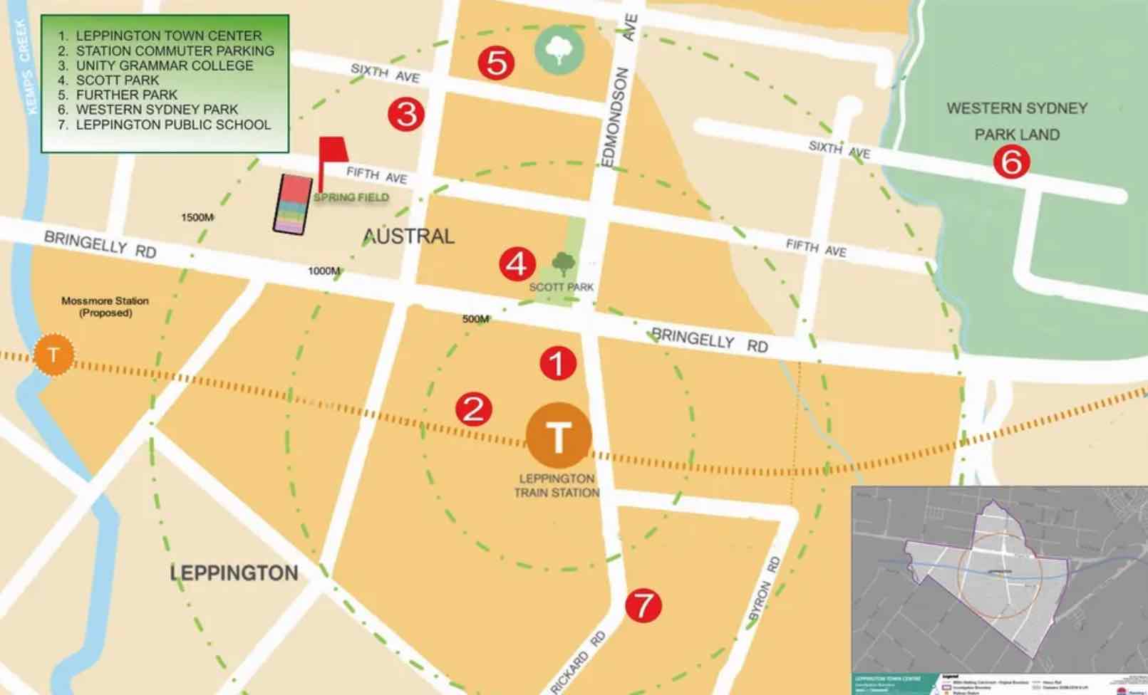 Spring Field Estate - Austral Location map