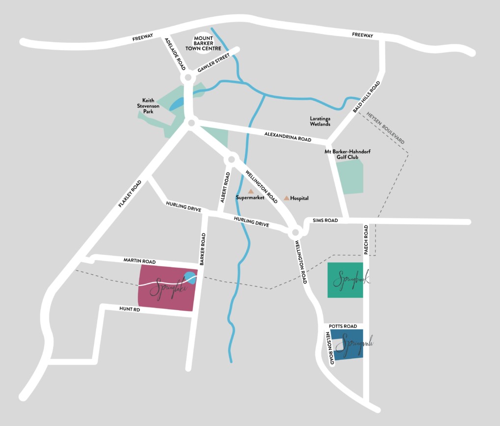 Springlake Estate - Mount Barker Location Map