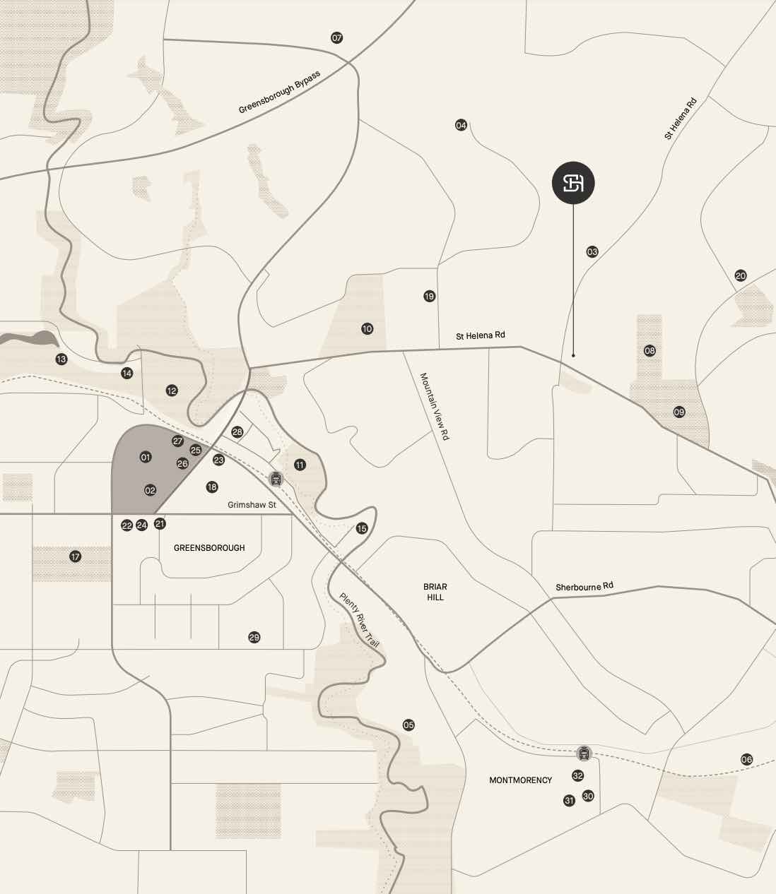 St Helena Rise Estate - Greensborough Location map