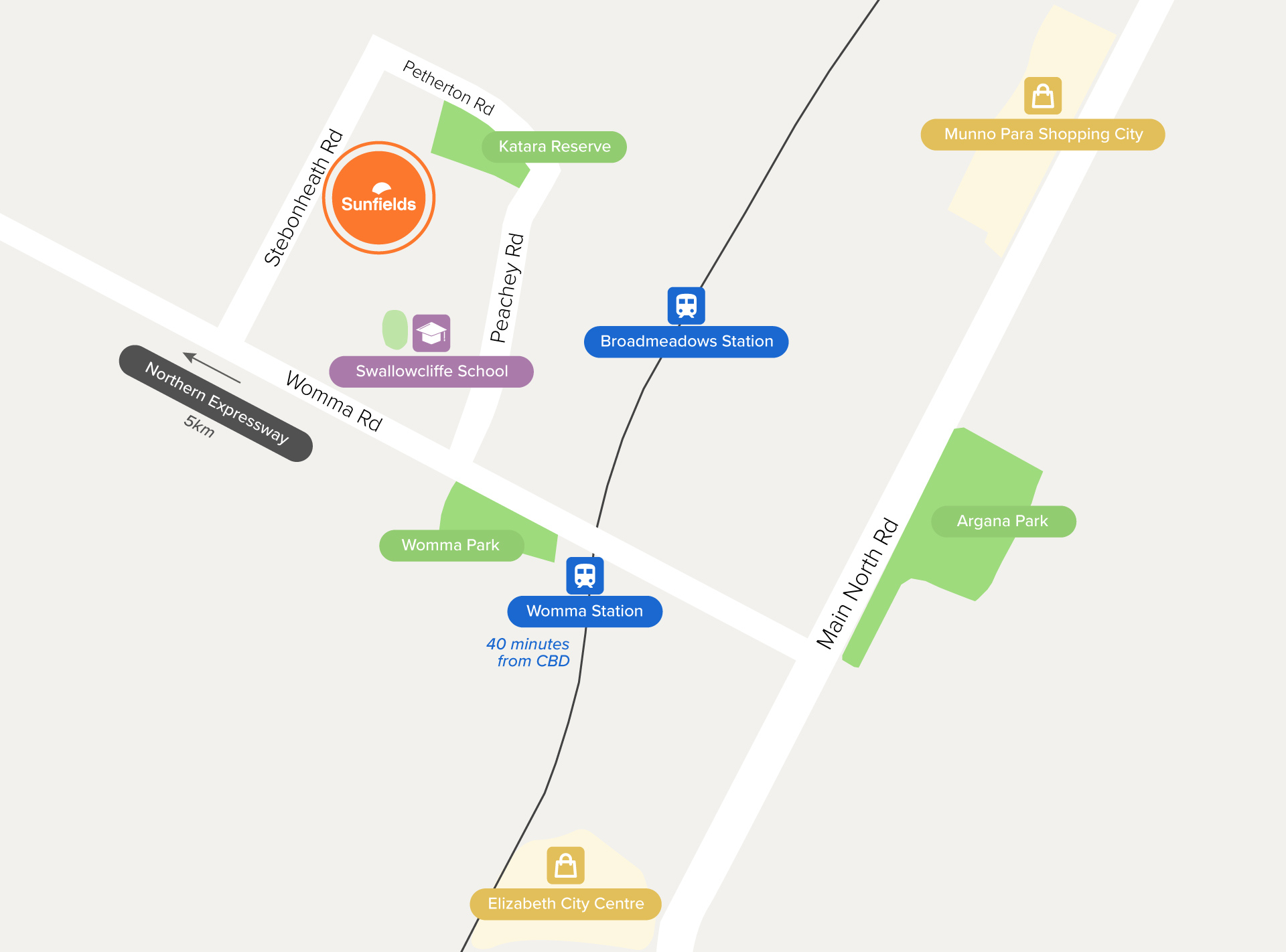 Sunfields Estate - Davoren Park Location Map
