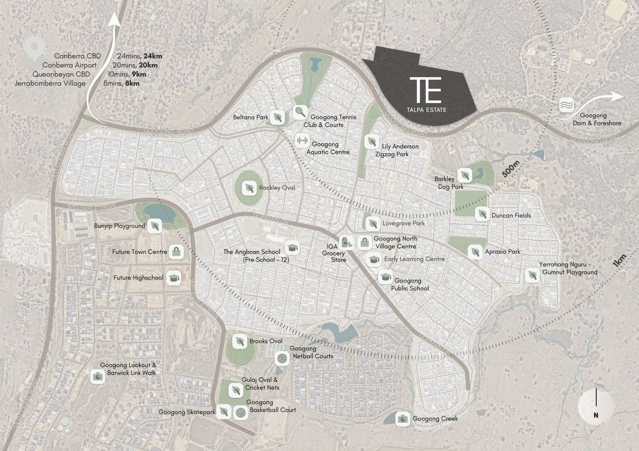 Talpa Estate - Googong Location Map
