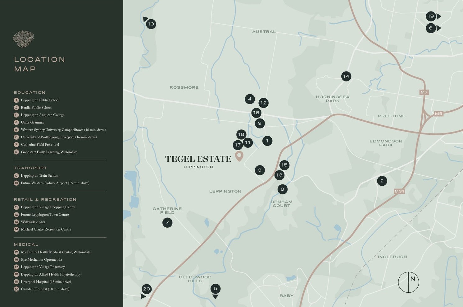 Tegel Estate - Leppington Location Map