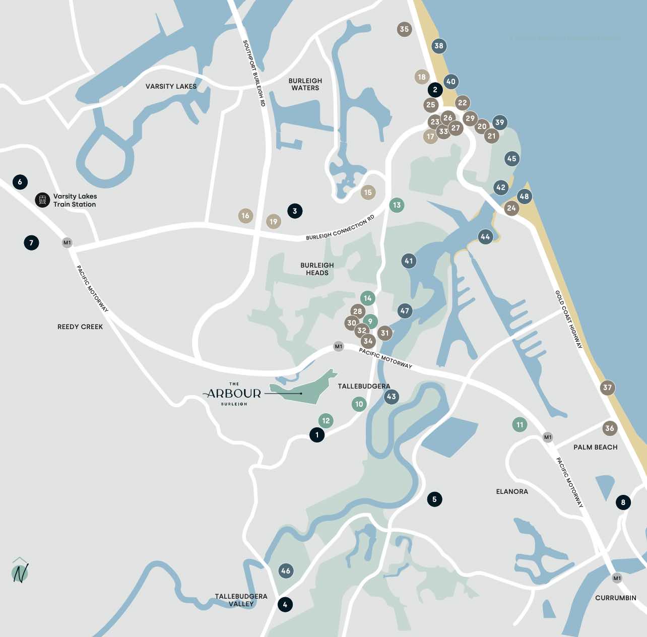The Arbour Estate - Burleigh Heads Location map