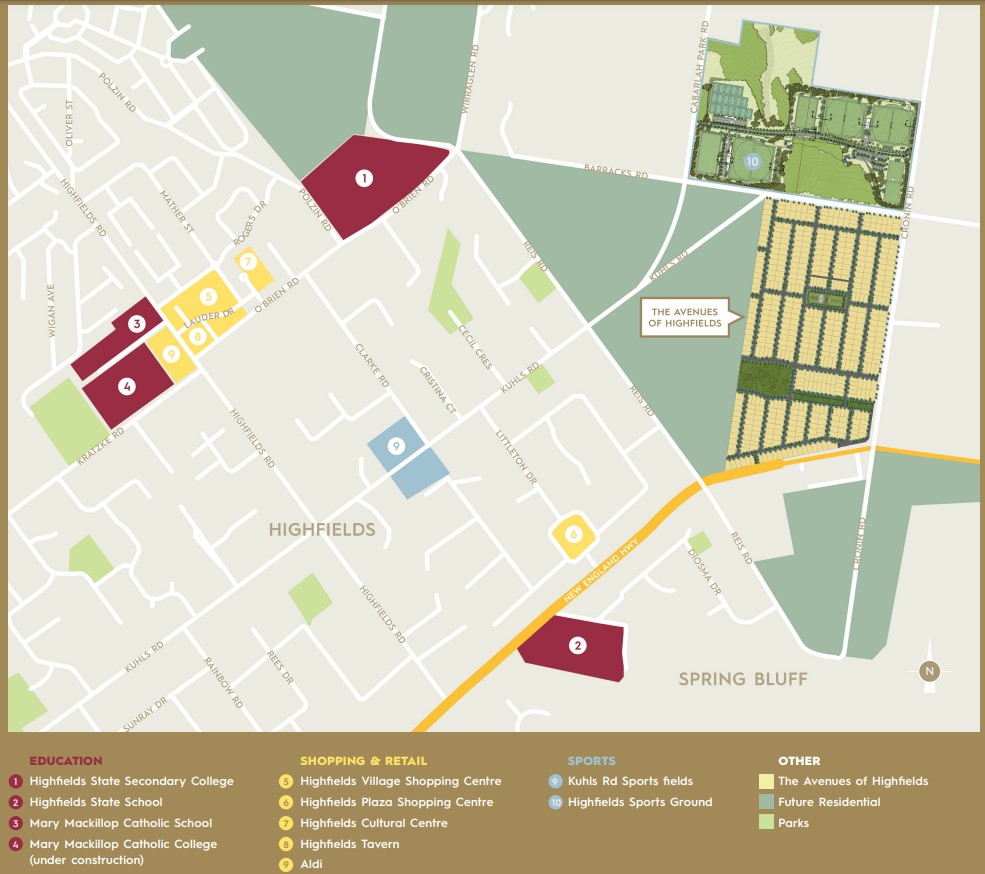The Avenues of Highfields - Highfields Location Map