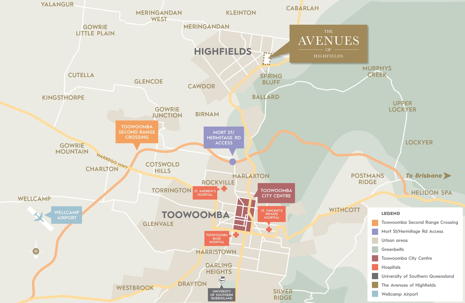The Avenues of Highfields - Highfields Location Map