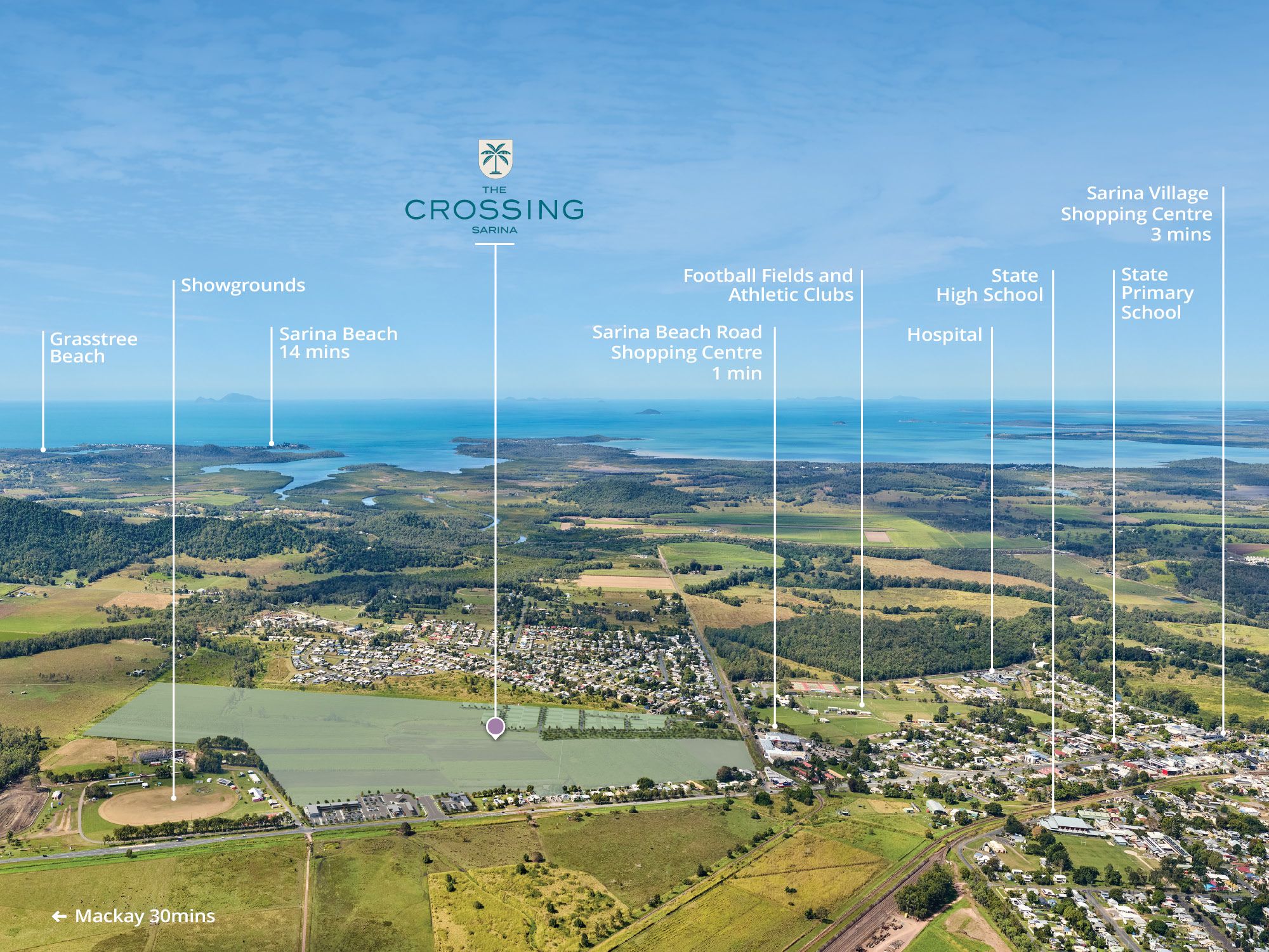 The Crossing Estate - Sarina Aerial