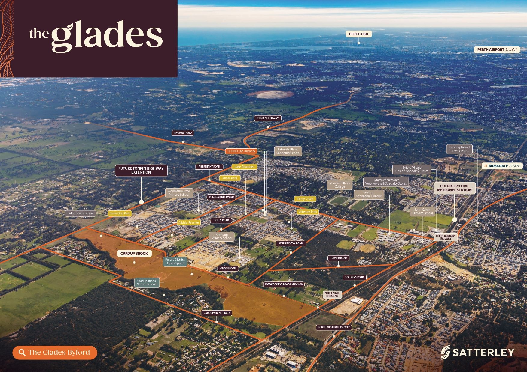The Glades Estate - Byford Aerial